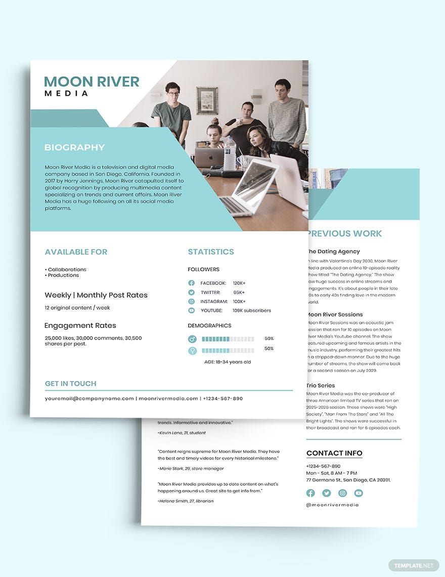 2 Page Media Kit Template