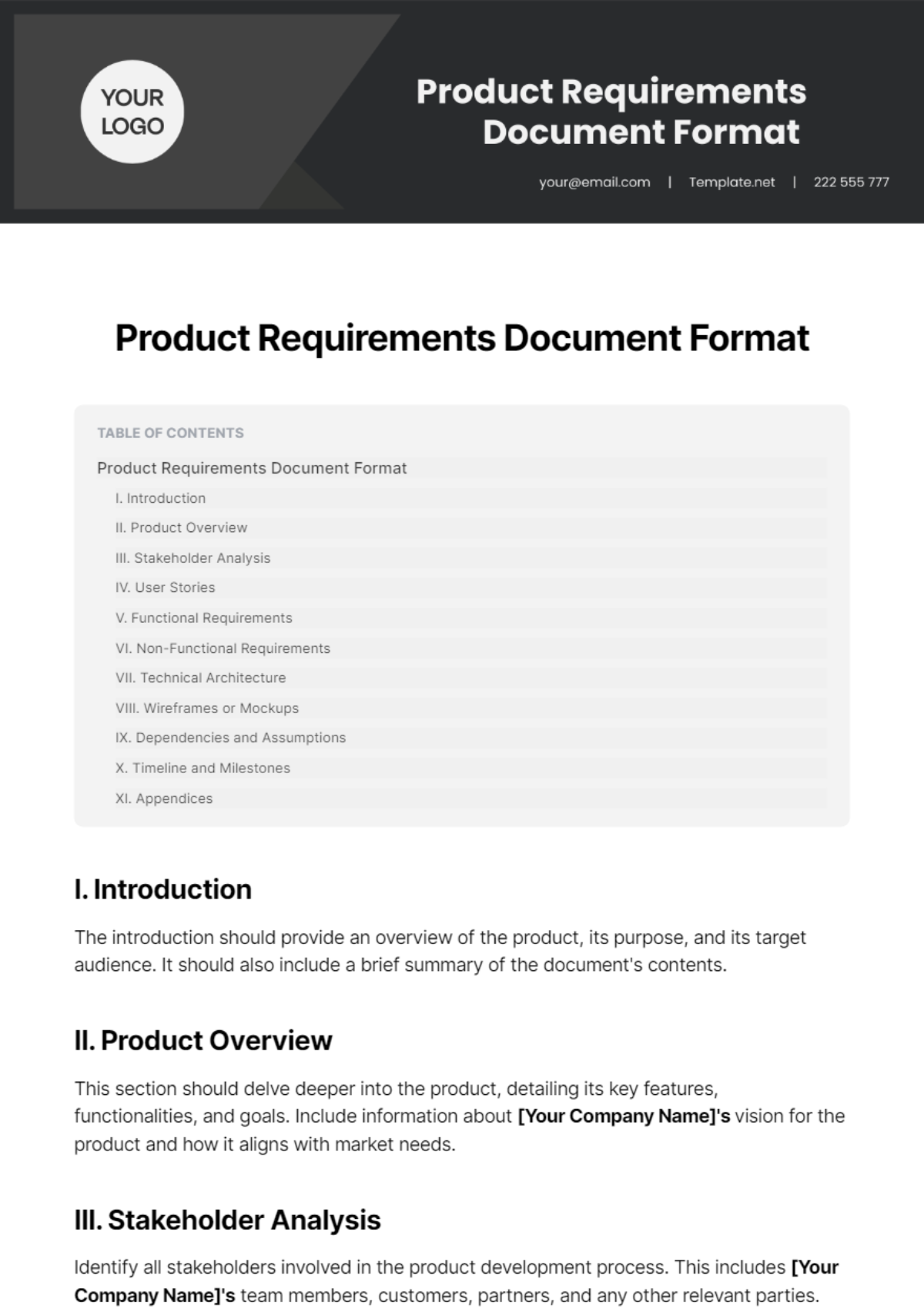 Product Requirements Document Format Template