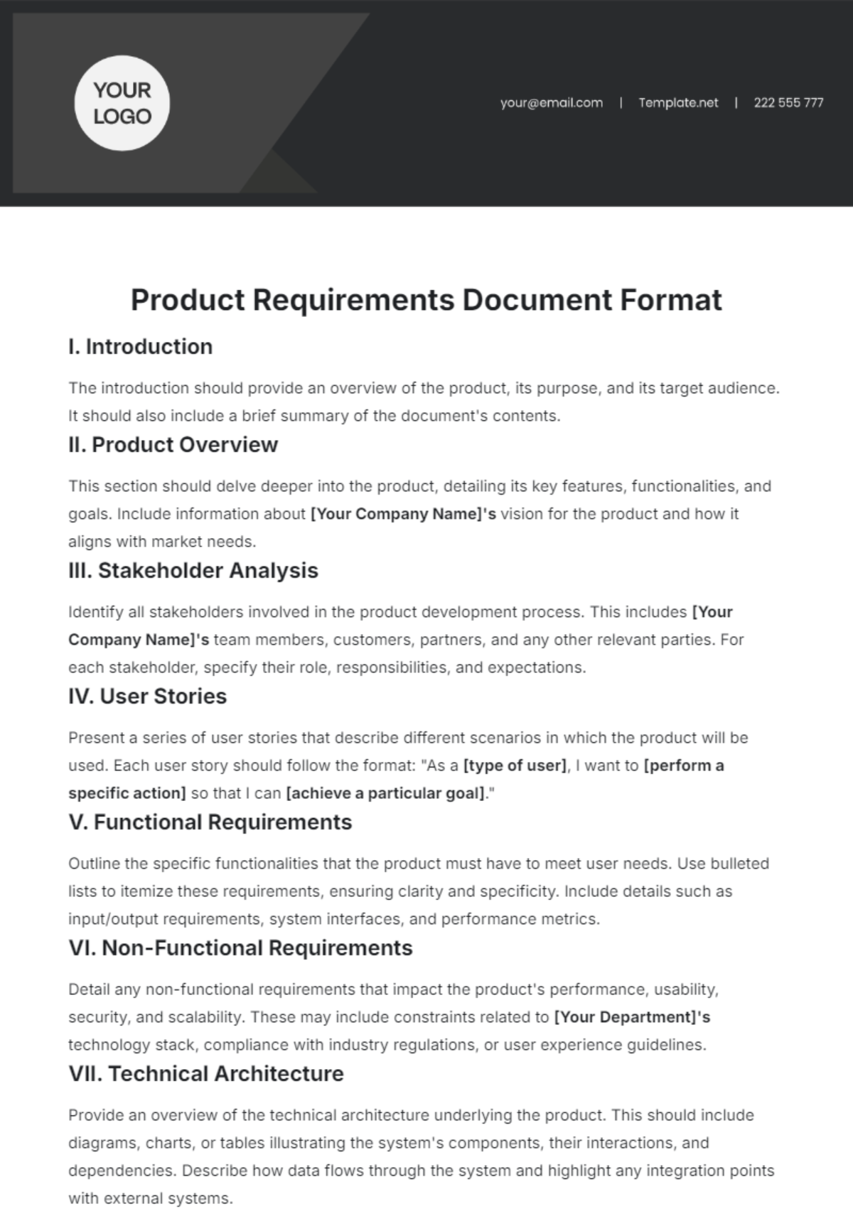 Product Requirements Document Format Template