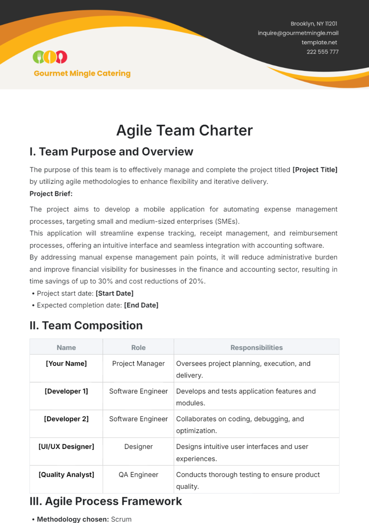 Agile Team Charter Template