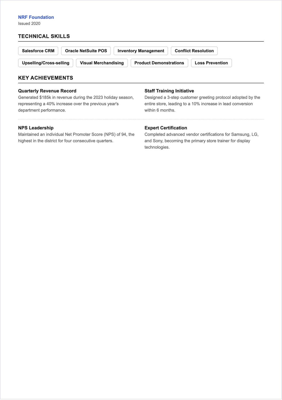 Free Sales Associate ATS Resume Summary Template, AI Resume Builder