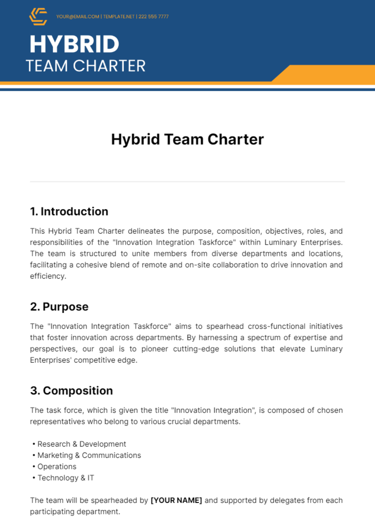 Hybrid Team Charter Template