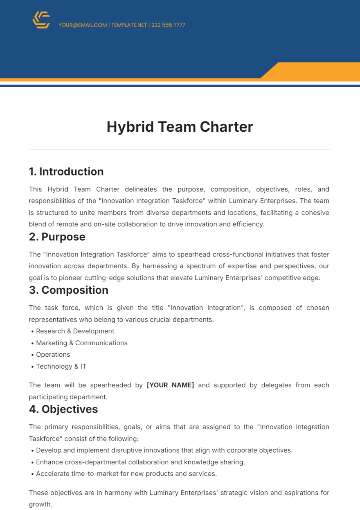 Hybrid Team Charter Template