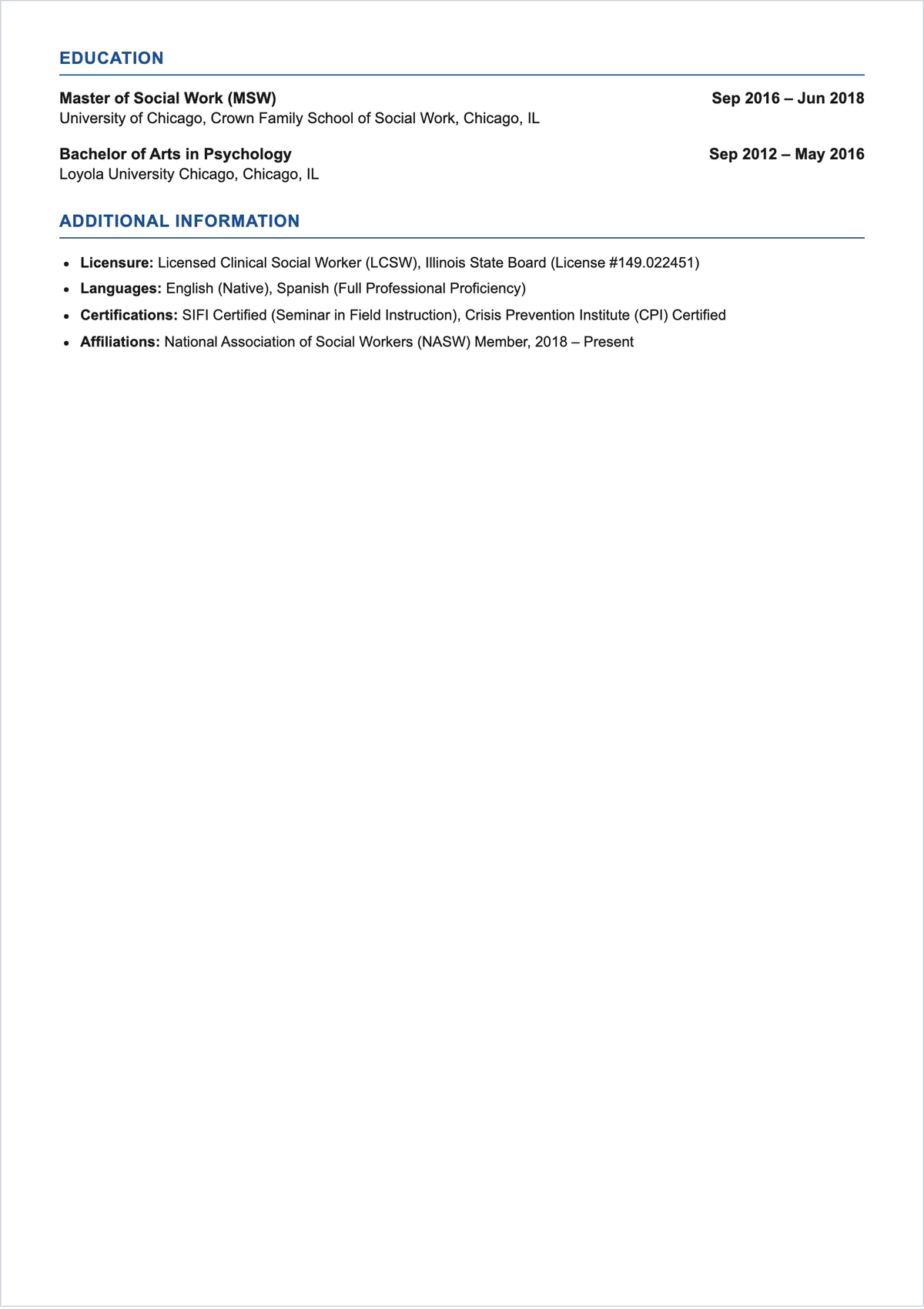 Free Social Worker ATS Resume Summary Template, AI Resume Builder