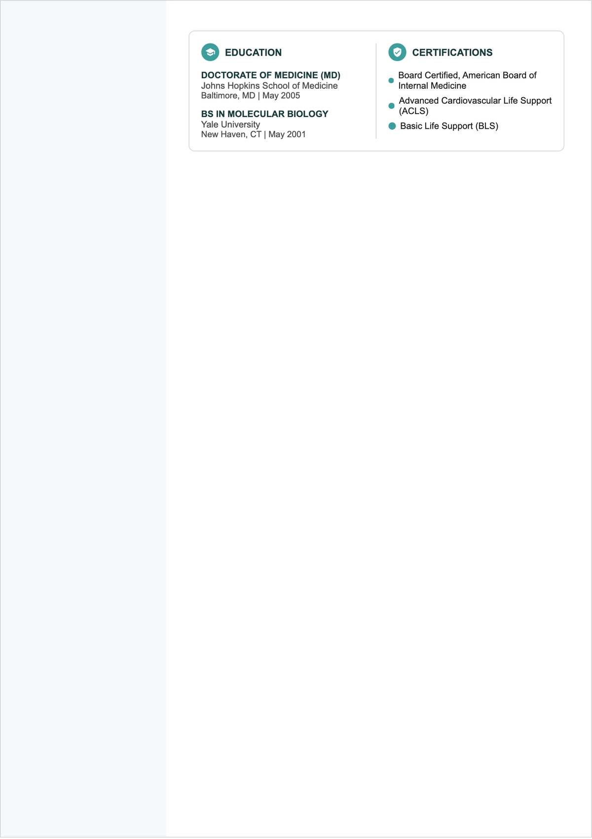 Free Medical Doctor ATS Resume Summary Template, AI Resume Builder