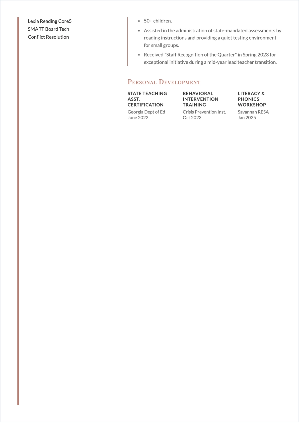 Free Teacher Assistant ATS Resume Summary Template, AI Resume Builder
