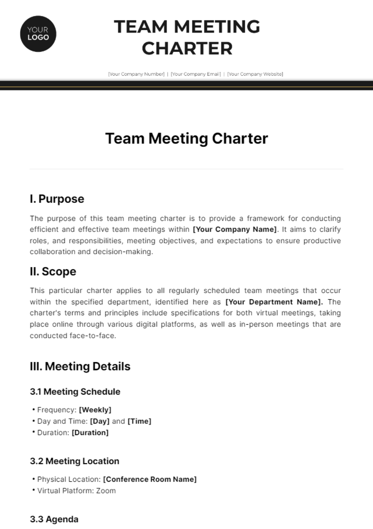 Team Meeting Charter Template