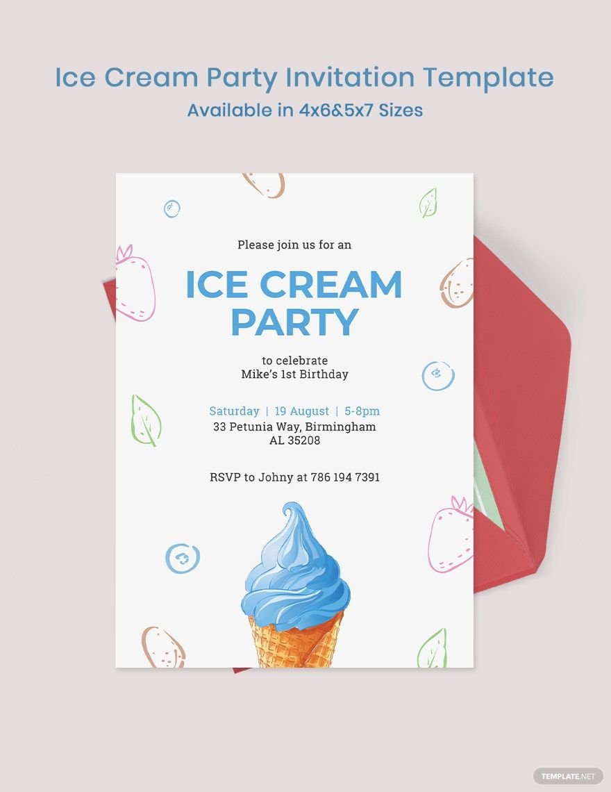 Ice Cream Party Invitation Template