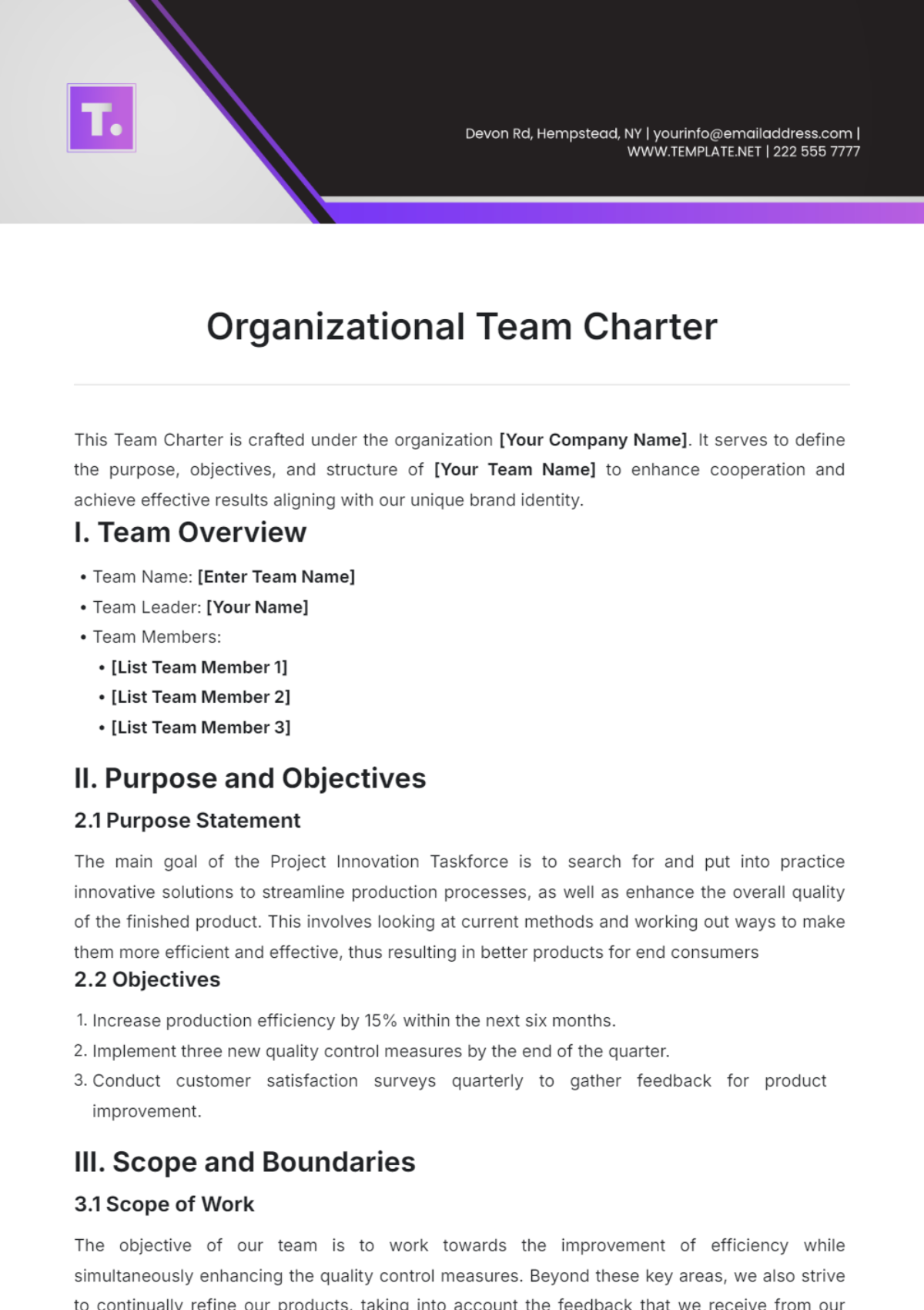 Free Team Charter Templates To Edit Online Print Free Team Charter Templates To Edit Online Print
