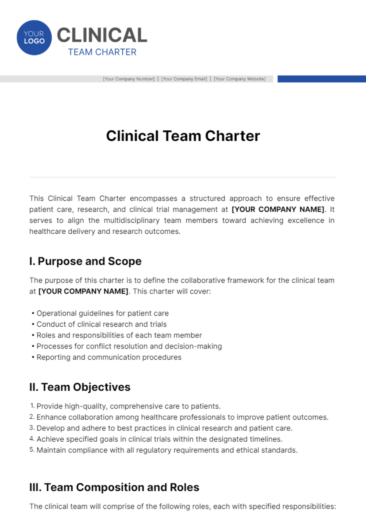 Clinical Team Charter Template