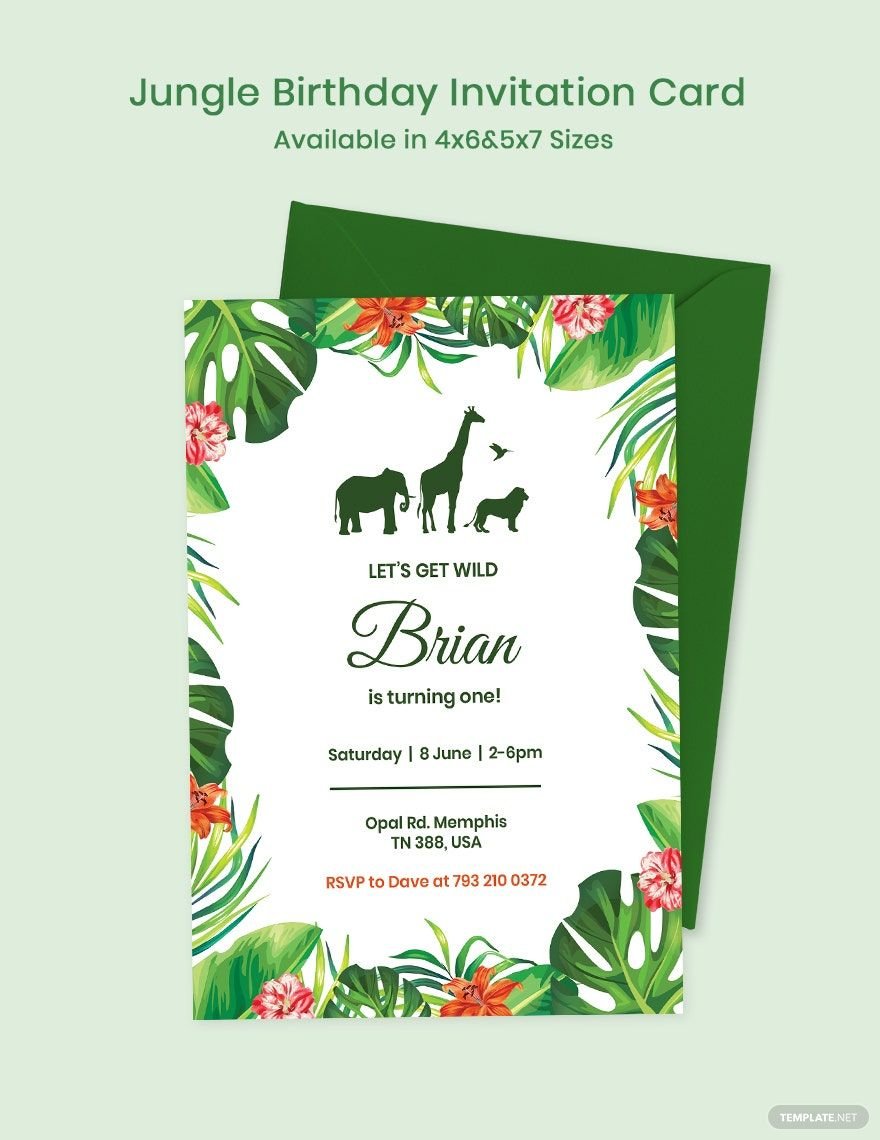 Jungle Birthday Invitation Card Template