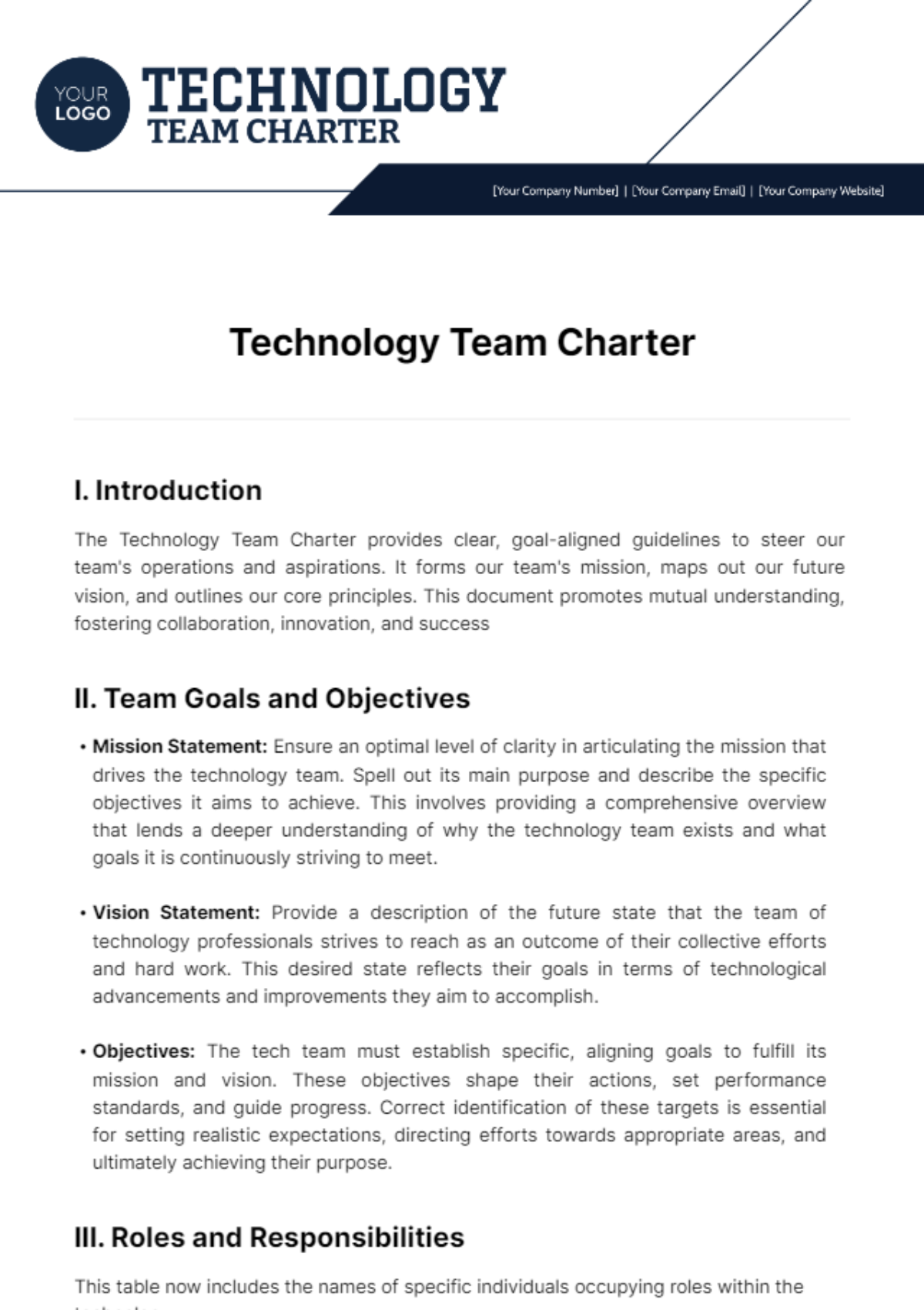Technology Team Charter Template