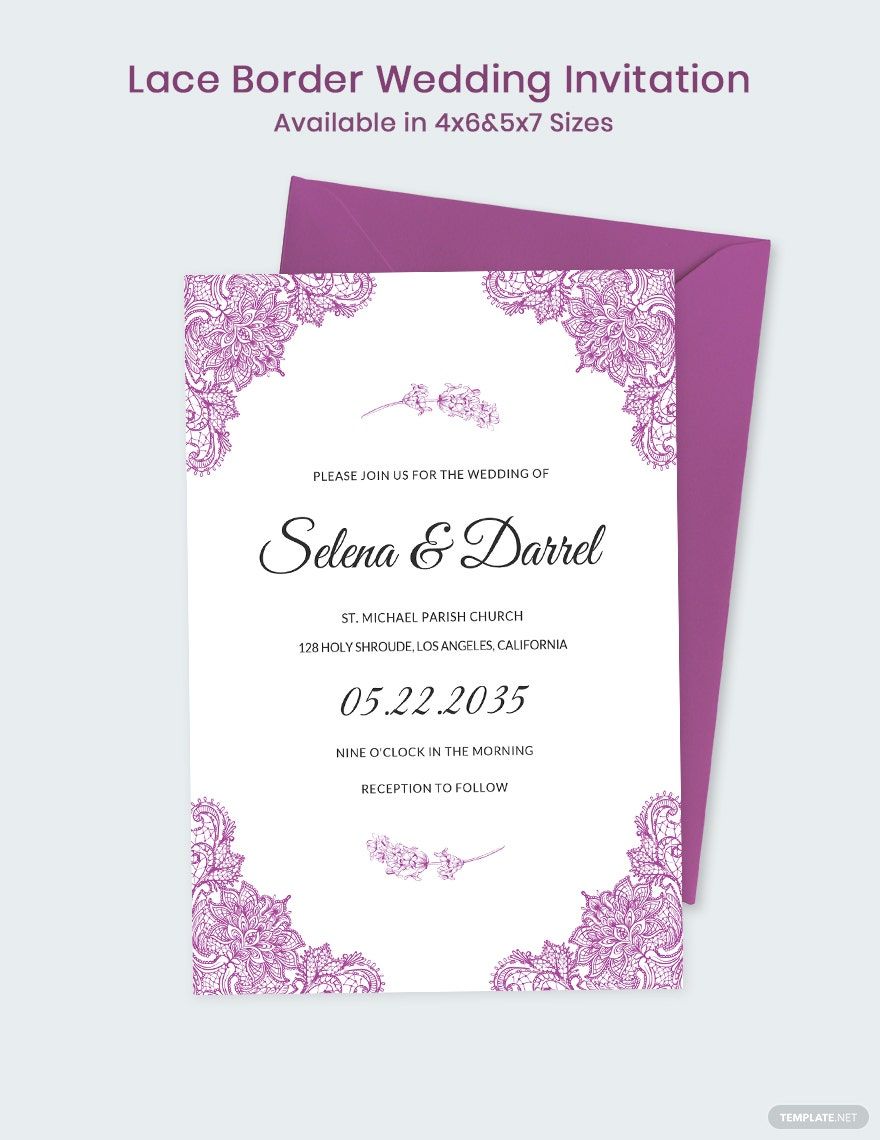 lace border wedding invitation template - word, illustrator, psd