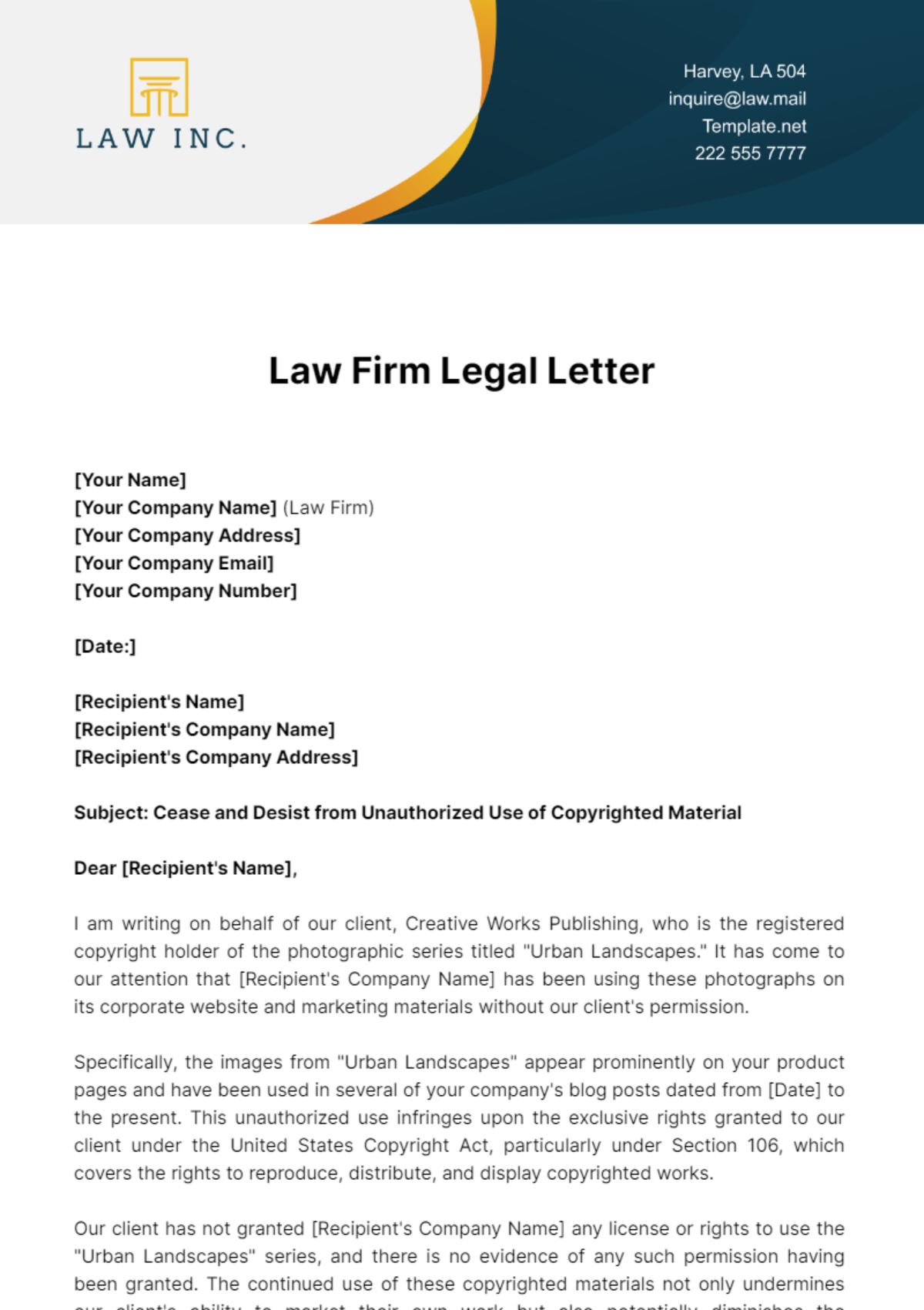 Law Firm Legal Letter Template