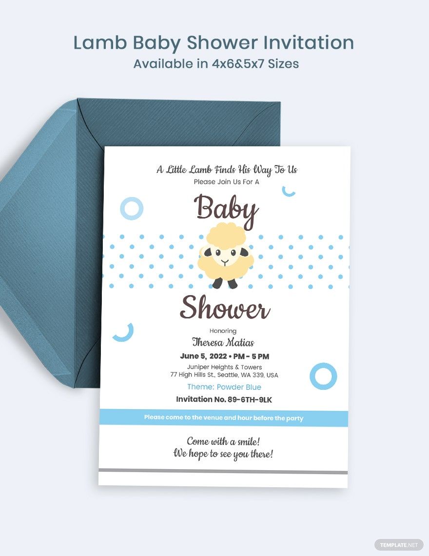 Lamb Baby Shower Invitation Template