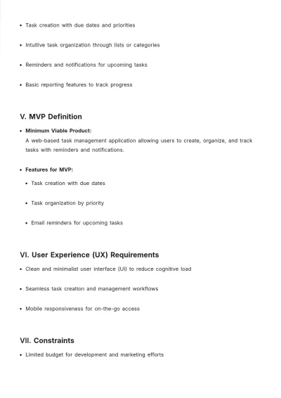 Free Lean Product Requirements Document Template to Edit Online