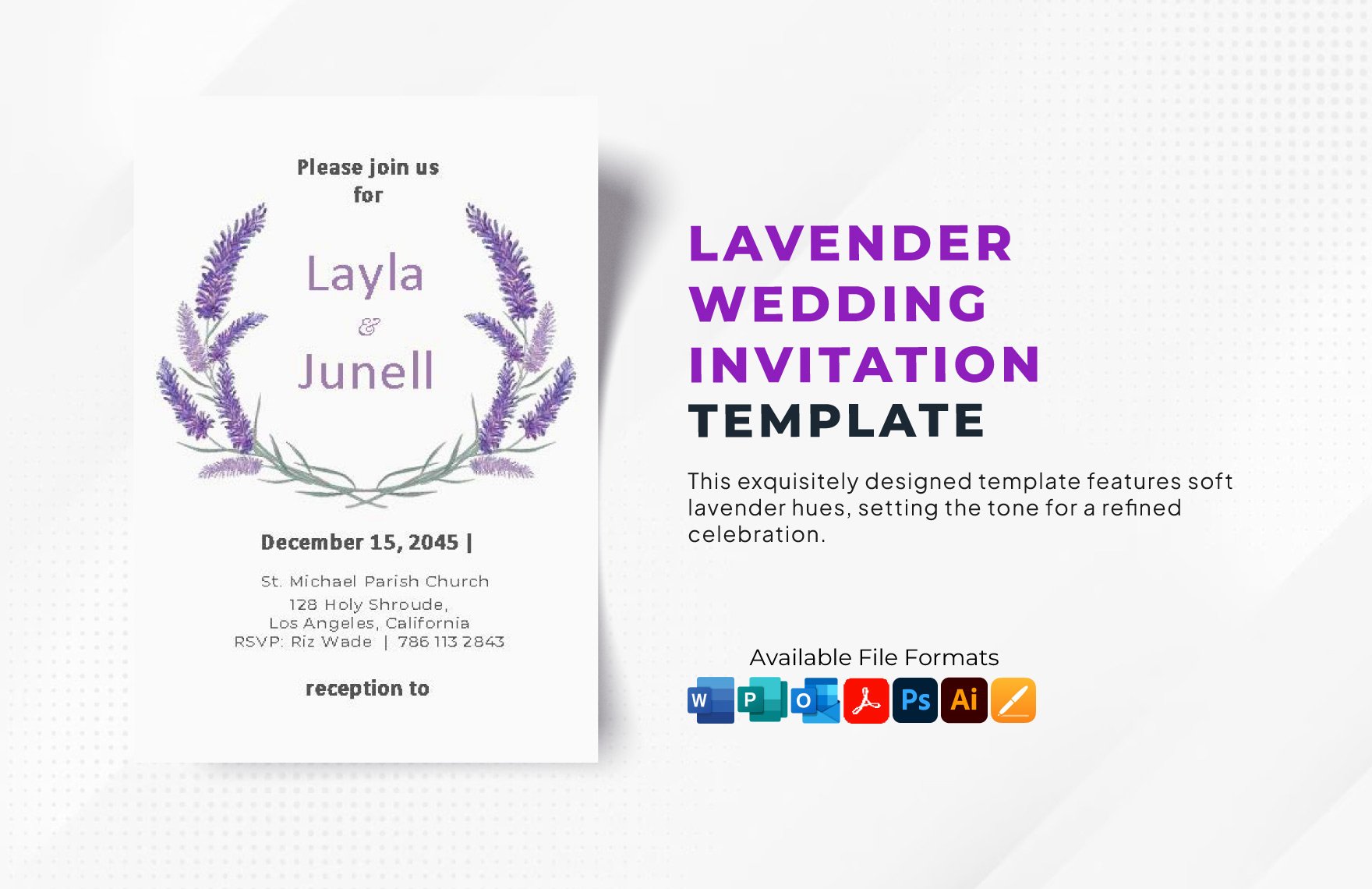Lavender Wedding Invitation Template