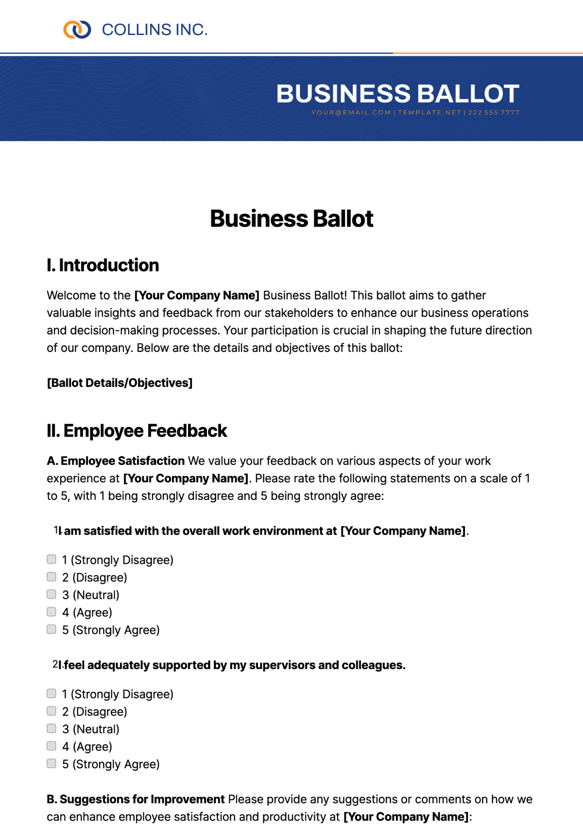 Business Ballot Template - Edit Online & Download