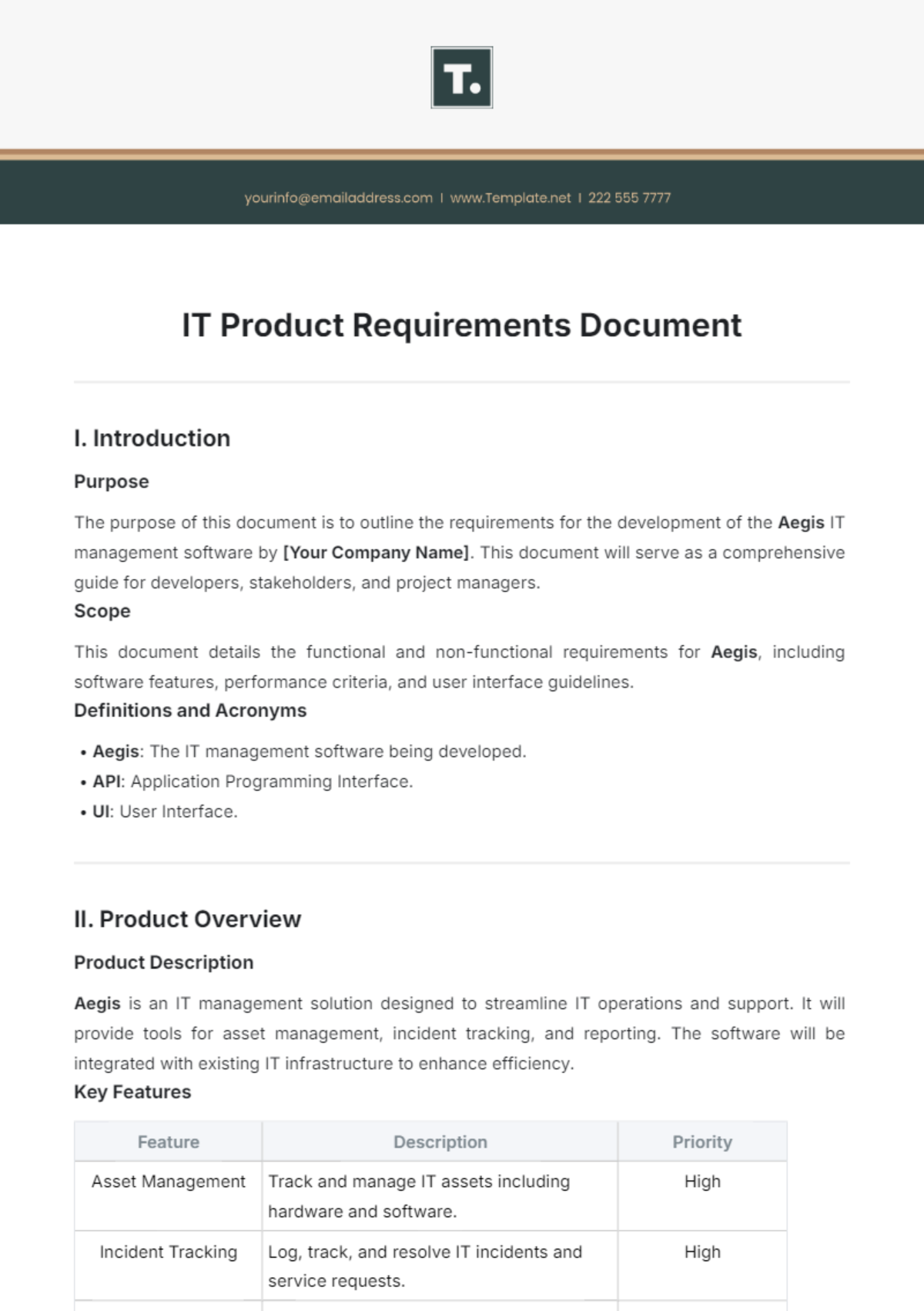 IT Product Requirements Document Template - Edit Online & Download