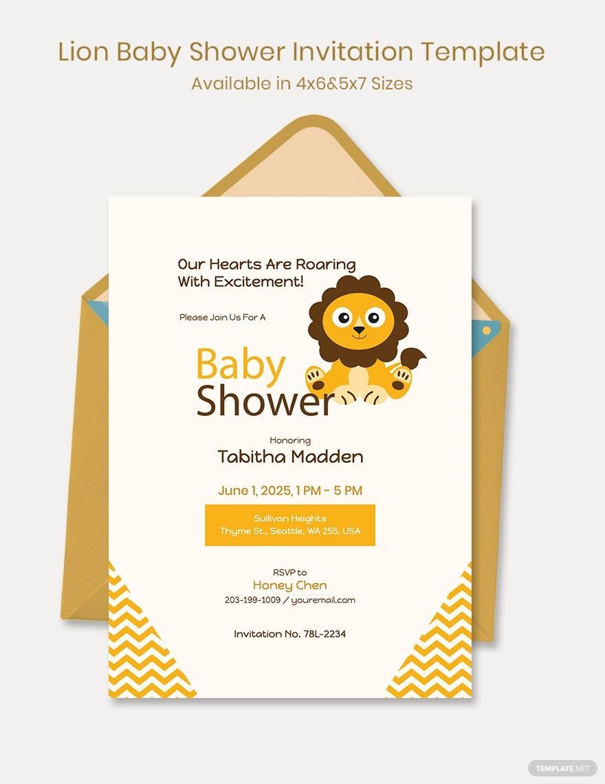 Lion Baby Shower Invitation Template