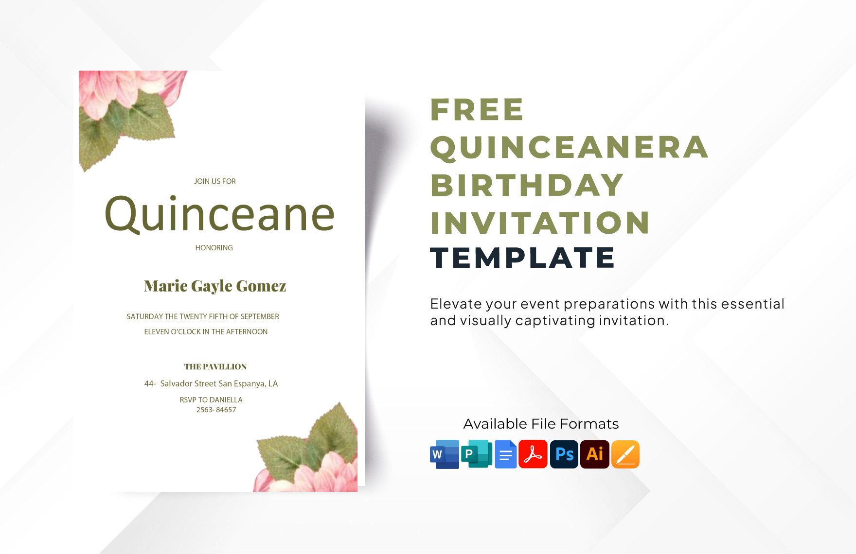 Quinceanera Birthday Invitation Template
