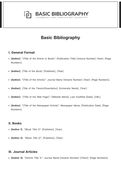 Free Basic Bibliography Template to Edit Online