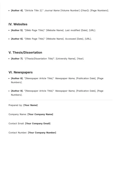 Free Basic Bibliography Template to Edit Online
