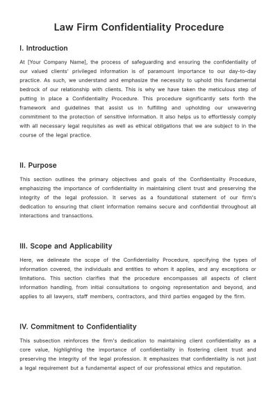 Free Law Firm Confidentiality Procedure Template to Edit Online