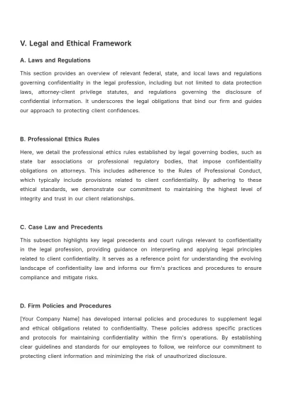 Free Law Firm Confidentiality Procedure Template to Edit Online