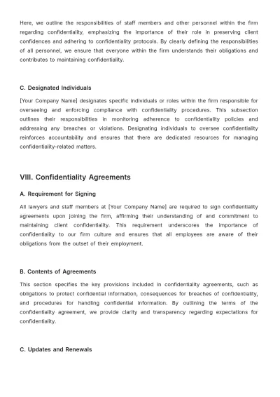 Free Law Firm Confidentiality Procedure Template to Edit Online
