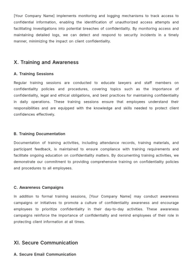 Free Law Firm Confidentiality Procedure Template to Edit Online