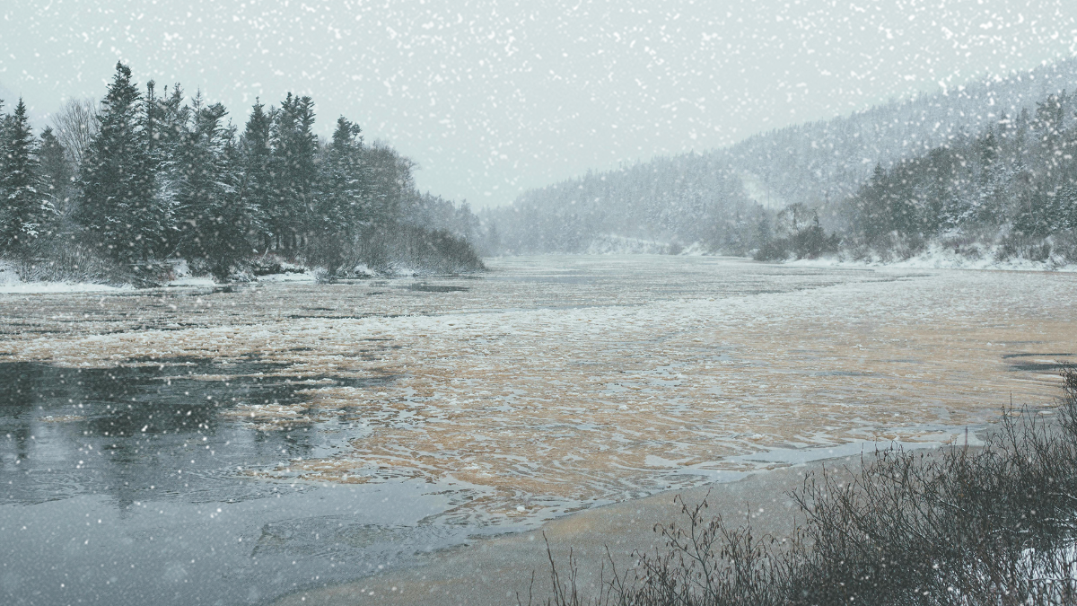 Free Winter River Background