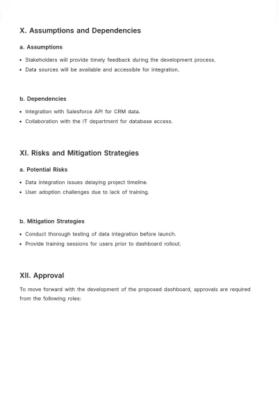 Free Dashboard Product Requirements Document Template to Edit Online