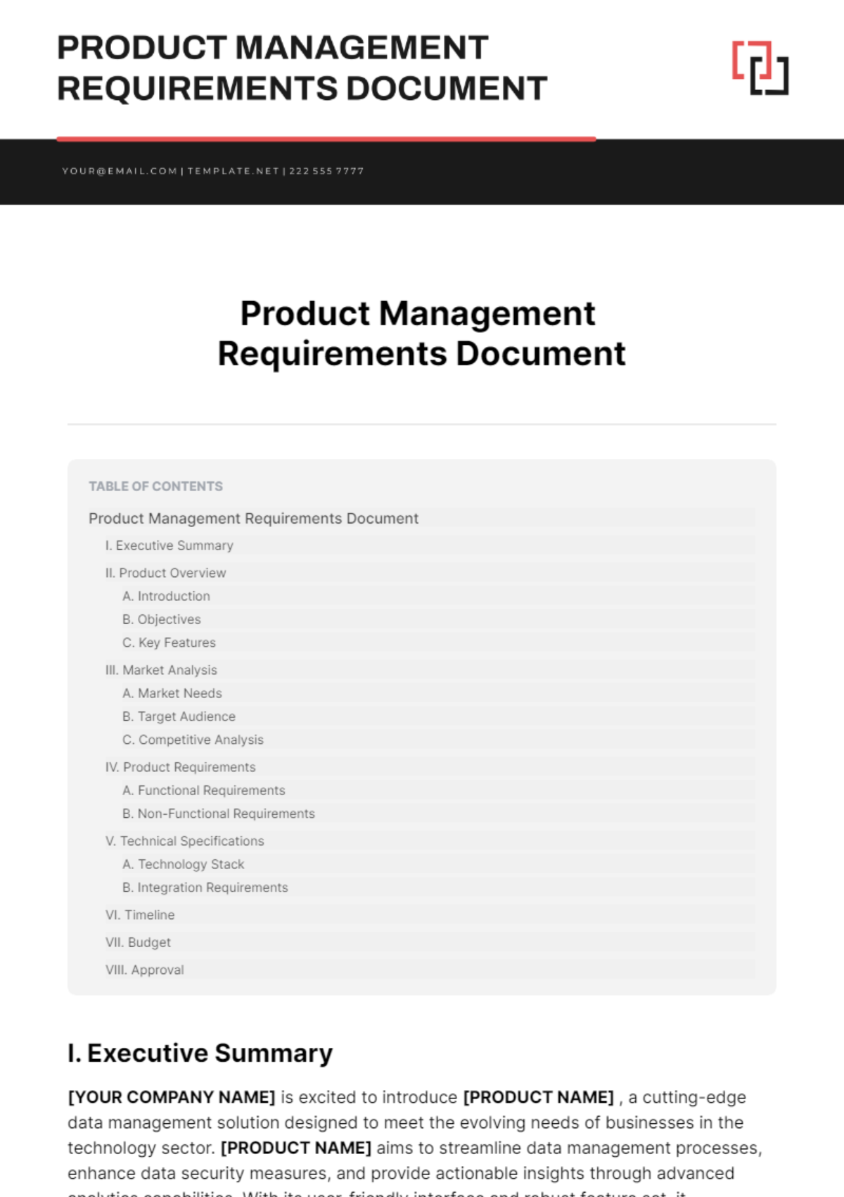 Product Management Requirements Document Template