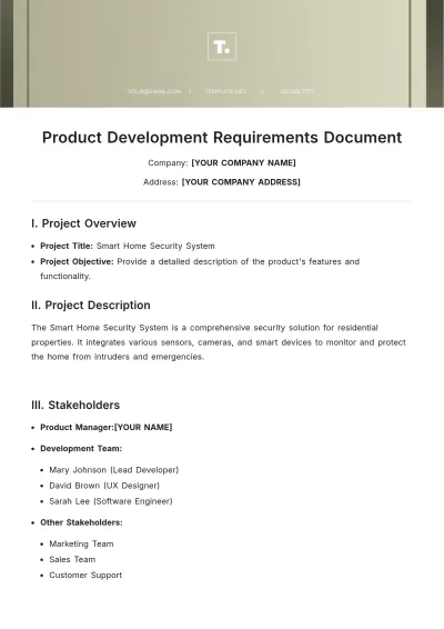 Free Product Development Requirements Document Template to Edit Online