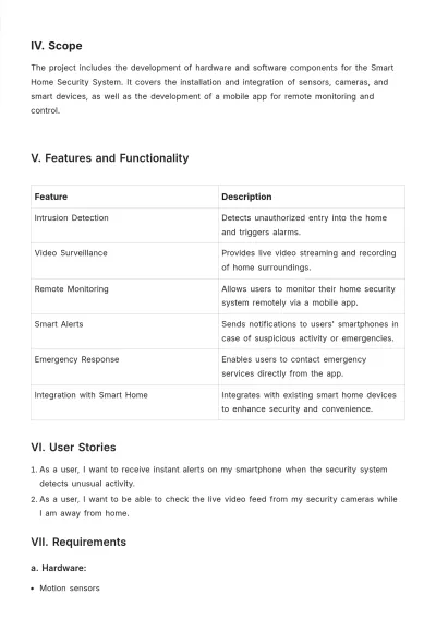 Free Product Development Requirements Document Template to Edit Online