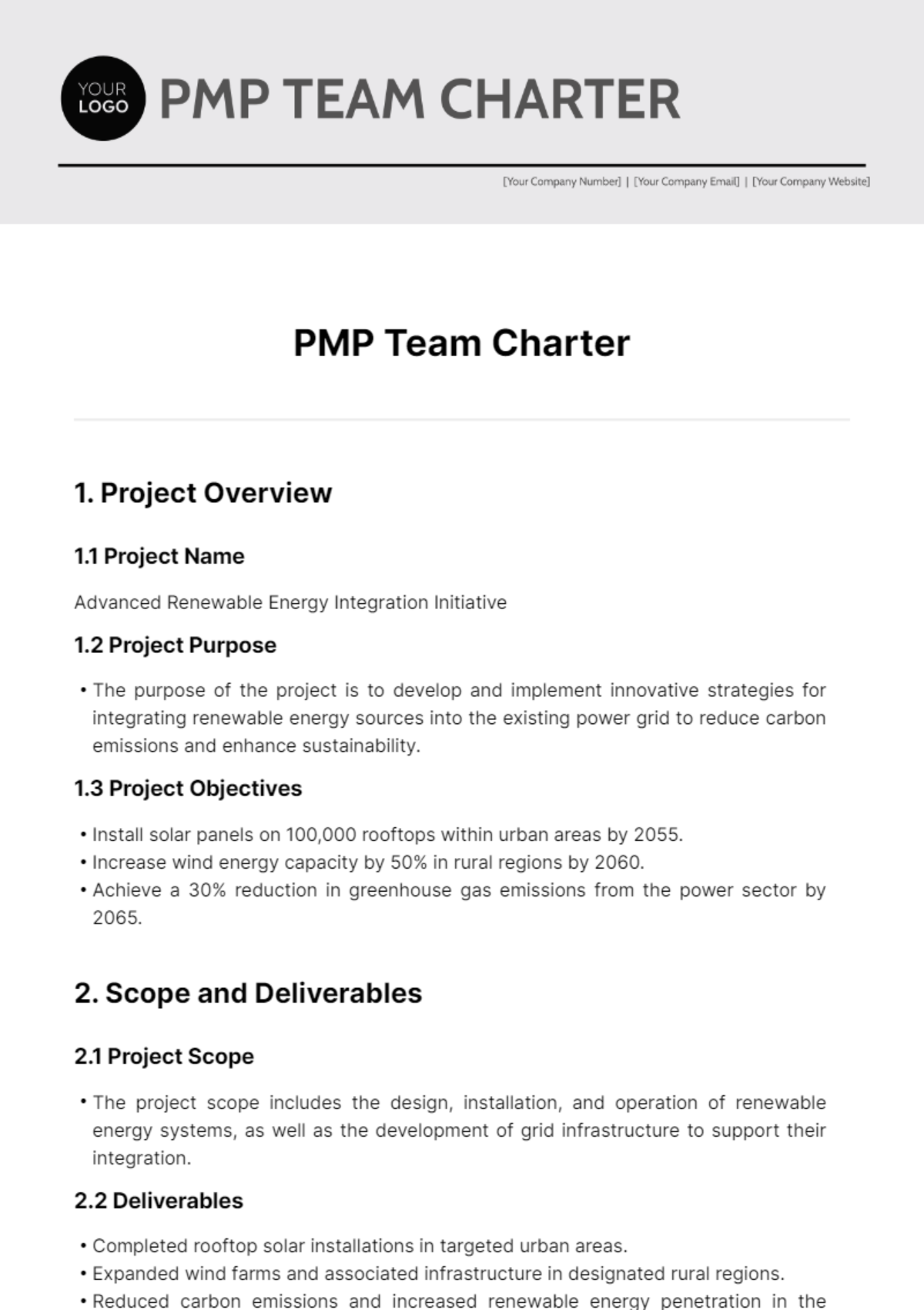 Free Pmp Team Charter Template
