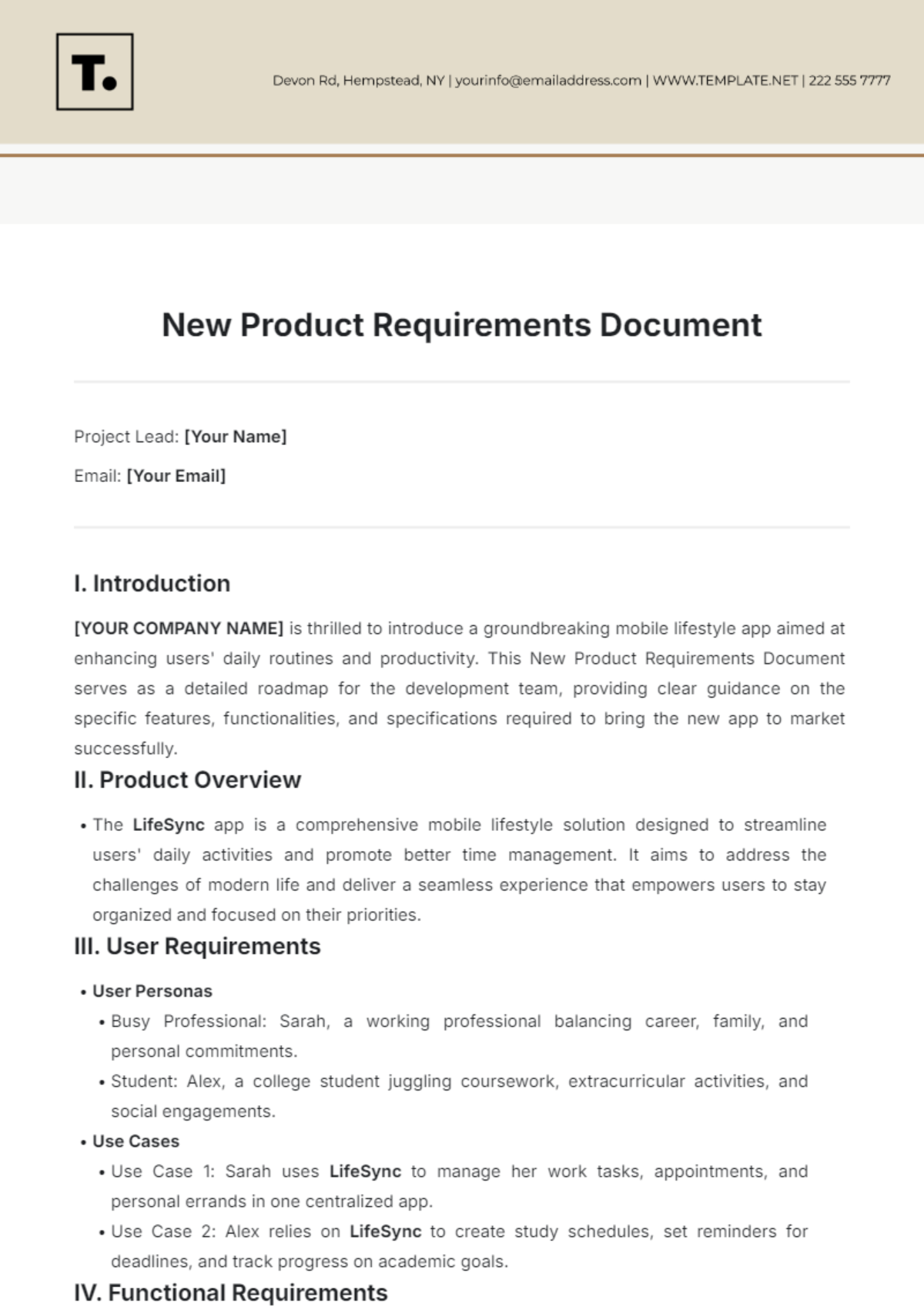 New Product Requirements Document Template - Edit Online & Download