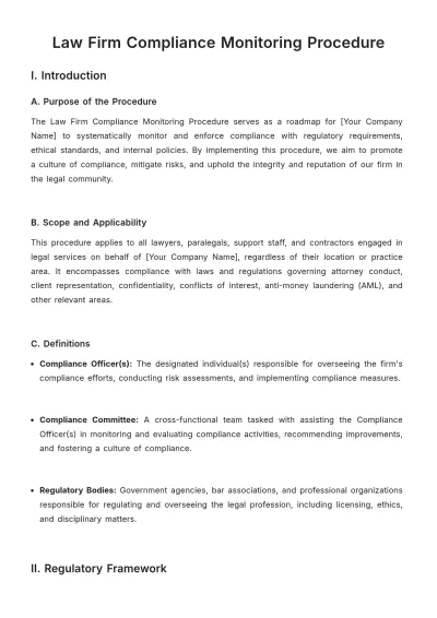 Free Law Firm Compliance Monitoring Procedure Template to Edit Online