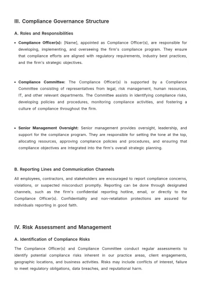 Free Law Firm Compliance Monitoring Procedure Template to Edit Online