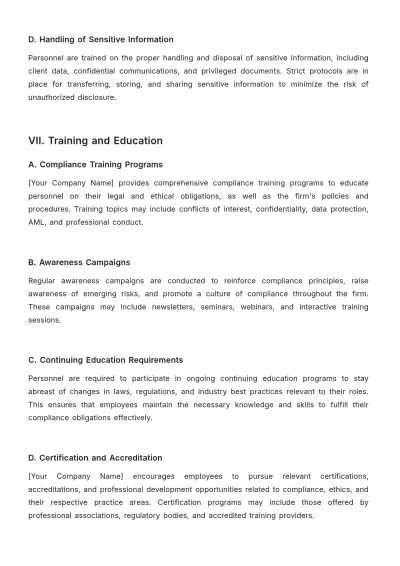 Free Law Firm Compliance Monitoring Procedure Template to Edit Online