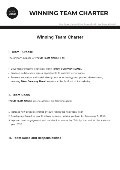 Free Winning Team Charter Template to Edit Online