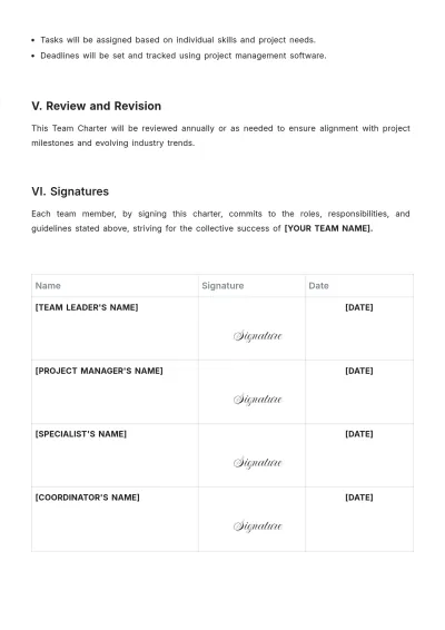 Free Winning Team Charter Template to Edit Online