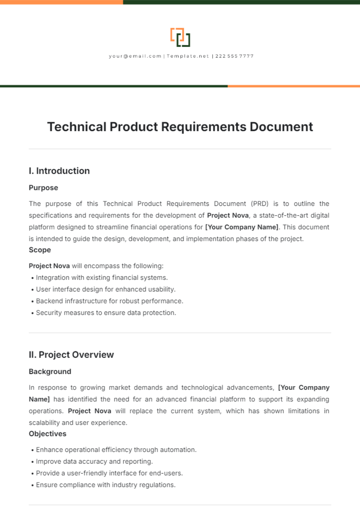 Technical Product Requirements Document Template - Edit Online & Download