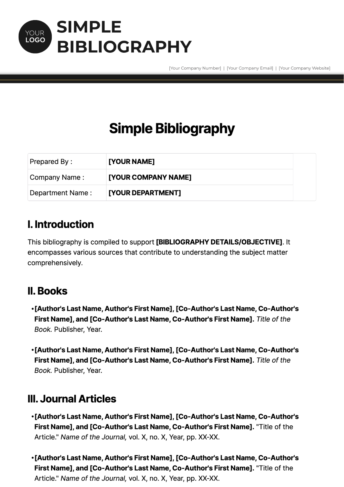 Simple Bibliography Template