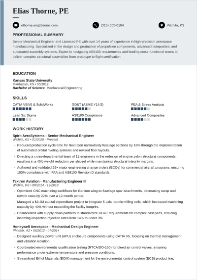 Free Engineering ATS Resume Template, AI Resume Builder
