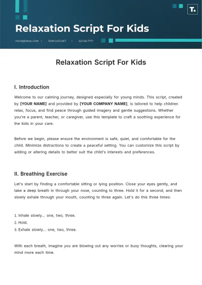Free Relaxation Script For Kids Template to Edit Online