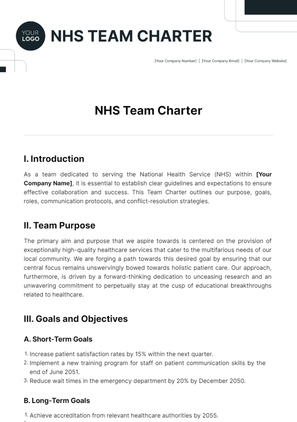 Nhs Team Charter Template