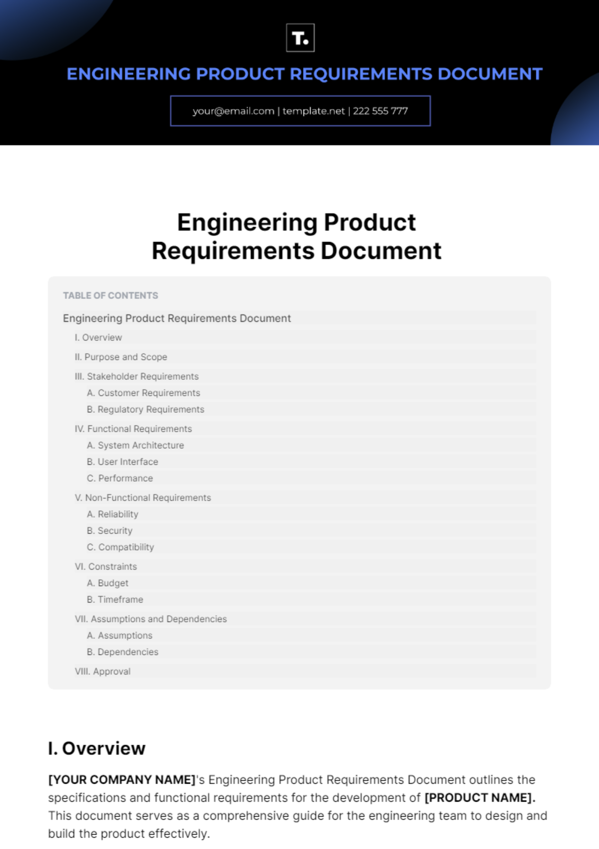 Engineering Product Requirements Document Template