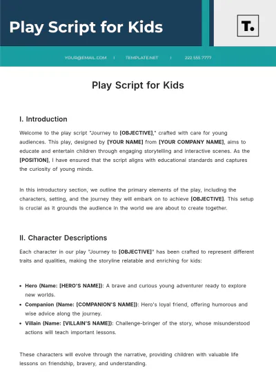 Free Play Script For Kids Template to Edit Online